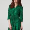 Leaf Print Pephem Shirt Dress 1 Leaf Print Pephem Shirt Dress -Hallmark Style D163968 GREEN 2