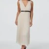 Sleeveless Pleated Midi Dress -Hallmark Style D164025 BEIGE 4