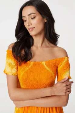 Tie Dye Cap Sleeve Maxi Dress 10 Tie Dye Cap Sleeve Maxi Dress -Hallmark Style D164026 ORANGE 4