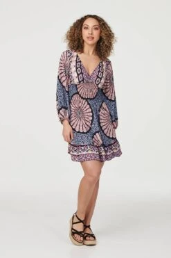 Kaleidoscope V-Neck Skater Dress 12 Kaleidoscope V-Neck Skater Dress -Hallmark Style D164032 MULTI NAVY 2