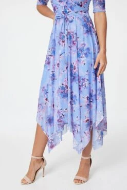 Floral Mesh Wrap Tea Dress -Hallmark Style D164082 LILAC 4