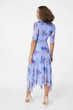 Floral Mesh Wrap Tea Dress -Hallmark Style D164082 LILAC 6
