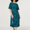 Paisley Front Split Midi Dress -Hallmark Style D164083 GREEN 1