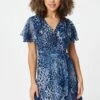 Leopard Print Short Wrap Dress -Hallmark Style D164107 MULTI BLUE 3