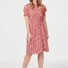 Floral Short Sleeve Tea Dress 2 Floral Short Sleeve Tea Dress -Hallmark Style D164110 RED 1
