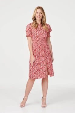 Floral Short Sleeve Tea Dress