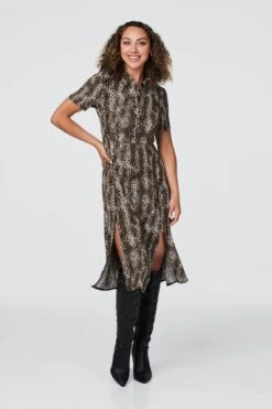 Hallmark Style 50 Animal Print 1/2 Button Front Dress