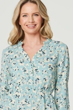 Ditsy Floral Knee Length Dress -Hallmark Style D164587 BLUE 3