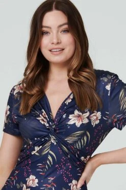 Floral Twist Front Midi Dress 10 Floral Twist Front Midi Dress -Hallmark Style D164781 NAVY 3