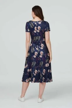 Floral Twist Front Midi Dress 9 Floral Twist Front Midi Dress -Hallmark Style D164781 NAVY 4