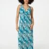 Printed Empire Waist Maxi Dress -Hallmark Style D164810 MULTIGREEN 1