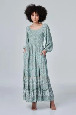 Paisley Smocked Maxi Dress