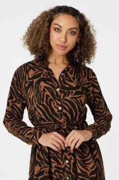 Zebra Print Shirt Dress -Hallmark Style D164922 BURNT ORANGE 3 5fb747cb 8562 4caa a2c4 b8b320f802e5