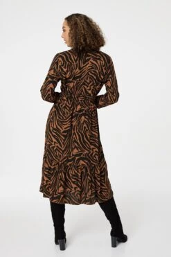 Zebra Print Shirt Dress -Hallmark Style D164922 BURNT ORANGE 4