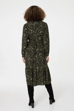 Zebra Print Shirt Dress -Hallmark Style D164922 KHAKI 5