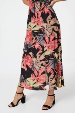 Floral Round Neck Maxi Dress -Hallmark Style D165014 MULTI RED 4