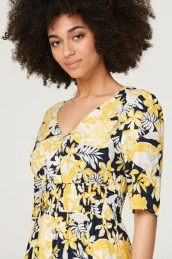 Tropical Print V-Neck Maxi Dress 11 Tropical Print V-Neck Maxi Dress -Hallmark Style D165017 NAVY 5