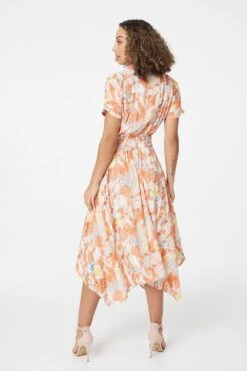 Printed Front Pocket Shirt Dress -Hallmark Style D165019 ORANGE 2