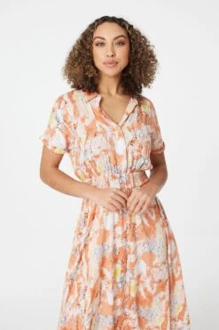 Printed Front Pocket Shirt Dress -Hallmark Style D165019 ORANGE 4 2c28abf2 48d2 4248 9549 db3168212291