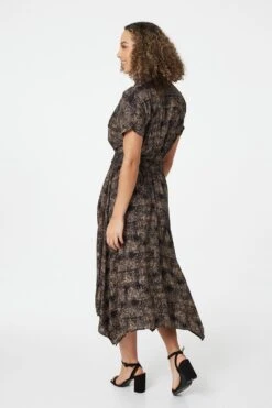 Printed Hanky Hem Shirt Dress -Hallmark Style D165021 MULTI BLACK 6