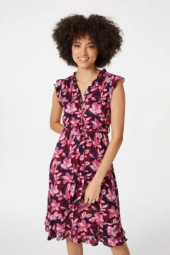 Floral Frill Detail Short Dress
