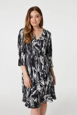 Hallmark Style 46 Abstract Print Wrap Front Skater Dress