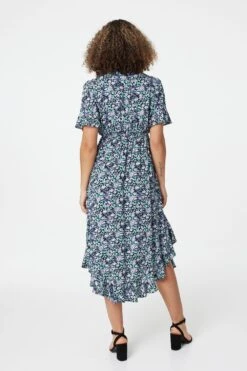 Floral Drop Hem Midi Tea Dress -Hallmark Style D165048 MULTI NAVY 6