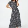 Ditsy Floral Frill Sleeve Maxi Dress -Hallmark Style D165049 BLACK 2