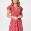 Ditsy Floral Frill Sleeve Dress -Hallmark Style D165058 RED 2