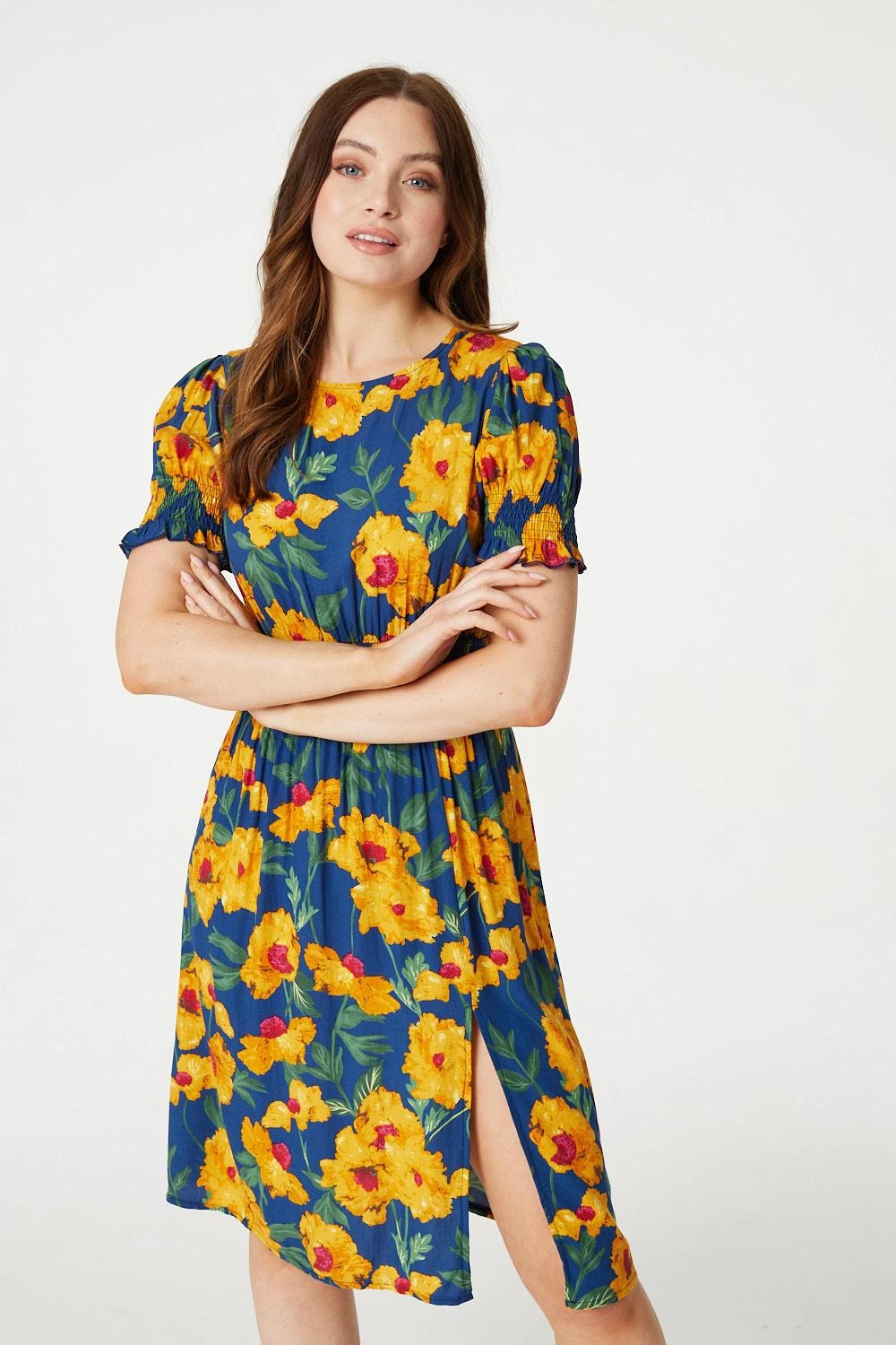 Floral Split Front Midi Tea Dress 3 Floral Split Front Midi Tea Dress