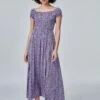 Ditsy Print Smocked Maxi Dress -Hallmark Style D165071 LILAC 2