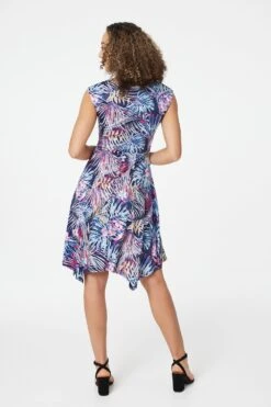 Tropical Print Skater Dress -Hallmark Style D165092 NAVY 5