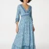Paisley Tie Sleeve Maxi Dress -Hallmark Style D165123 MULTI BLUE 1