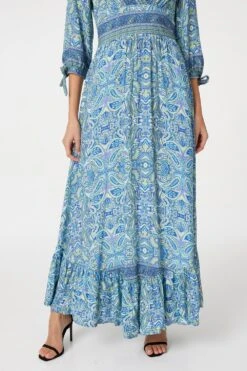 Paisley Tie Sleeve Maxi Dress 12 Paisley Tie Sleeve Maxi Dress -Hallmark Style D165123 MULTI BLUE 4