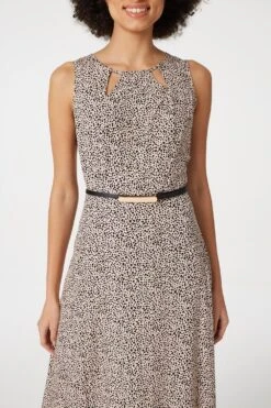 Printed Cut Out Front Maxi Dress -Hallmark Style D165158 BEIGE 3