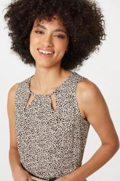 Printed Cut Out Front Maxi Dress -Hallmark Style D165158 BEIGE 4