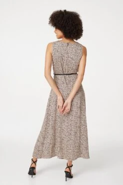 Printed Cut Out Front Maxi Dress -Hallmark Style D165158 BEIGE 5