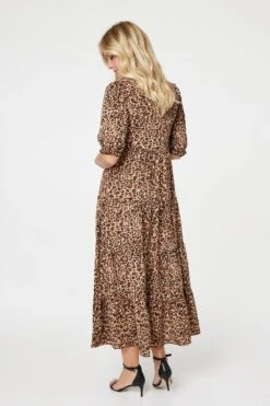 Leopard Print Tiered Maxi Dress -Hallmark Style D165163 BROWN 6