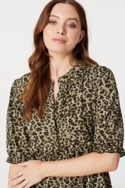 Leopard Print Tiered Maxi Dress -Hallmark Style D165163 KHAKI 3