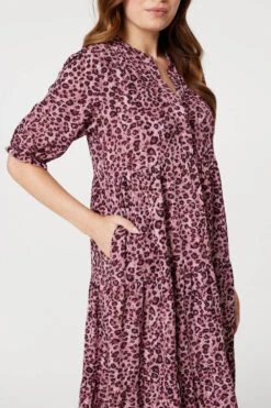 Leopard Print Tiered Maxi Dress -Hallmark Style D165163 PINK 5