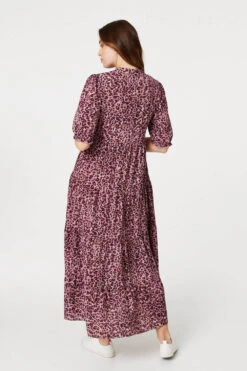 Leopard Print Tiered Maxi Dress -Hallmark Style D165163 PINK 6