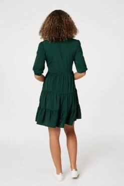 1/2 Sleeve Smocked Mini Dress -Hallmark Style D165195 DARK GREEN 6