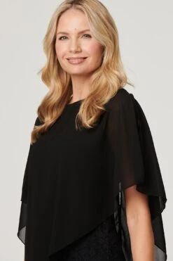 Lace Semi Sheer Poncho Dress -Hallmark Style D165211 BLACK 3