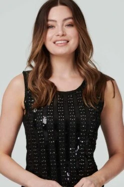 Floral Sequin Mini Dress -Hallmark Style D165254 BLACK 4