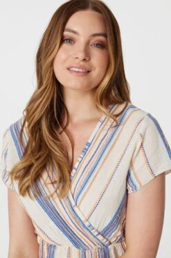 Neon Striped High Low Sun Dress -Hallmark Style D165293 MULTI CREAM 3