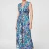 Printed Knot Front Midi Dress -Hallmark Style D165461 BLUE 1