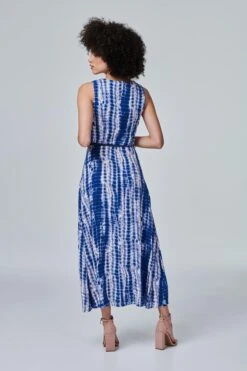 Tie Dye Cut Out Maxi Dress -Hallmark Style D165489 BLUE 5