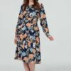 Floral Midi Tea Dress 2 Floral Midi Tea Dress -Hallmark Style D165492 NAVY 1