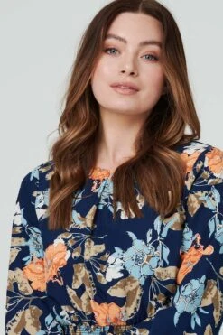 Floral Midi Tea Dress -Hallmark Style D165492 NAVY 4