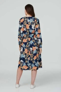 Floral Midi Tea Dress -Hallmark Style D165492 NAVY 5